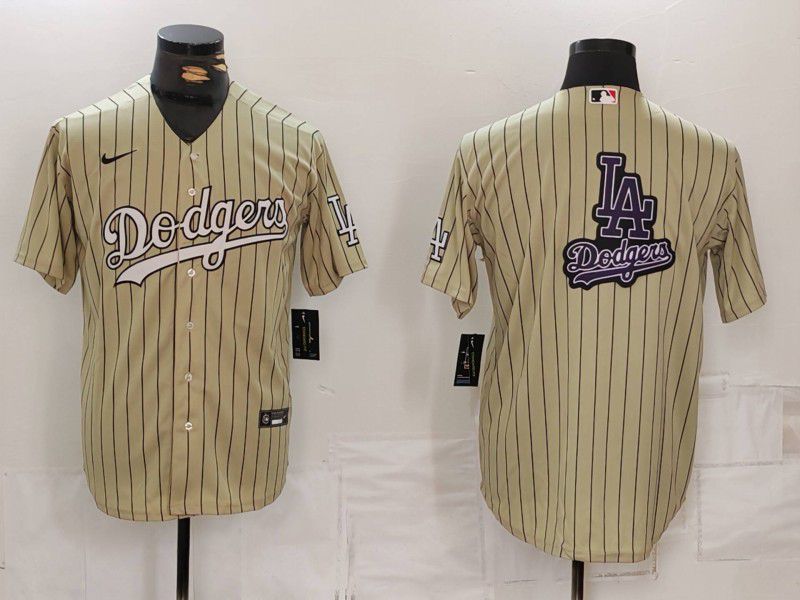 Men Los Angeles Dodgers Blank Cream Stripe Game 2024 Nike MLB Jersey style 7